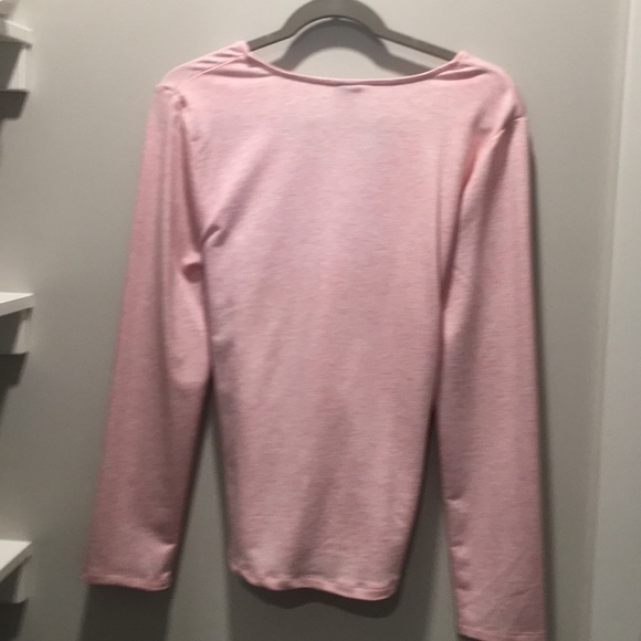Pink Heather Tie Front Shirt- Long Sleeve - SzM - Picture 3 of 4